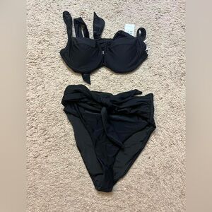 NWT Black two piece high waisted bikini